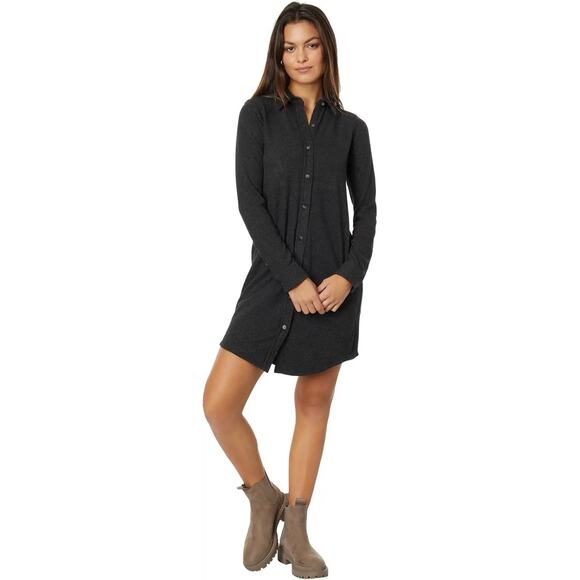 NEW! Faherty Legend Sweater Dress Woman’s Heather Black Twill Size: XS - Picture 1 of 11